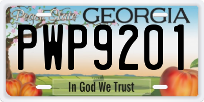 GA license plate PWP9201