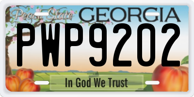 GA license plate PWP9202