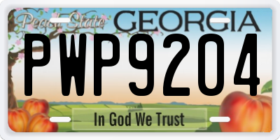 GA license plate PWP9204