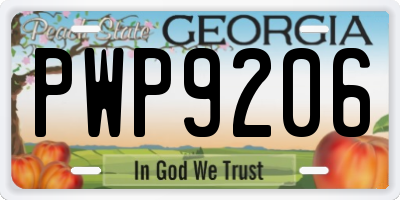 GA license plate PWP9206