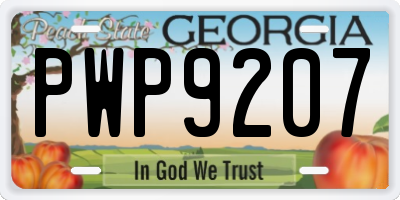 GA license plate PWP9207