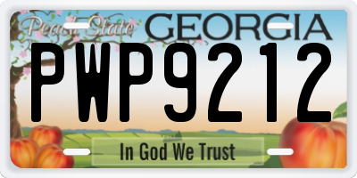 GA license plate PWP9212