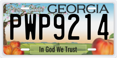 GA license plate PWP9214