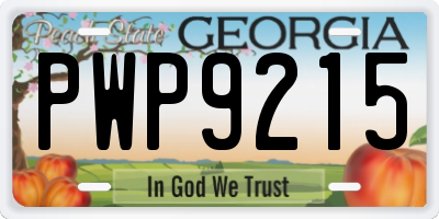 GA license plate PWP9215