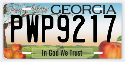 GA license plate PWP9217