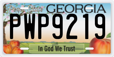 GA license plate PWP9219