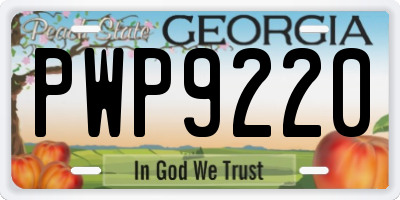 GA license plate PWP9220