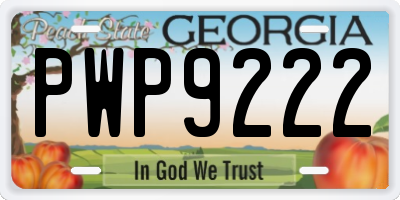 GA license plate PWP9222