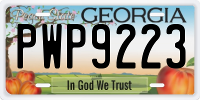 GA license plate PWP9223