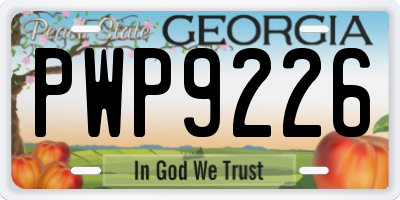 GA license plate PWP9226