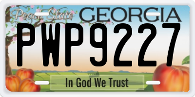 GA license plate PWP9227