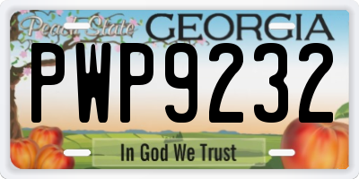 GA license plate PWP9232