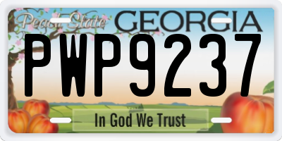 GA license plate PWP9237