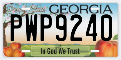 GA license plate PWP9240