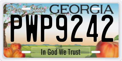 GA license plate PWP9242