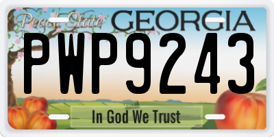 GA license plate PWP9243