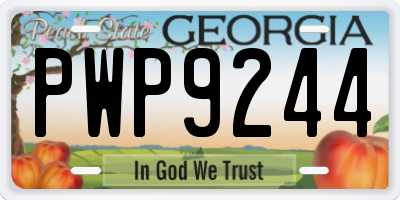 GA license plate PWP9244