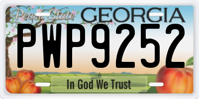 GA license plate PWP9252