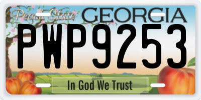GA license plate PWP9253