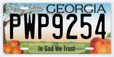 GA license plate PWP9254