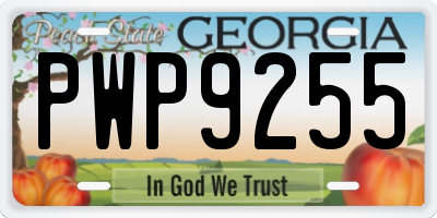 GA license plate PWP9255