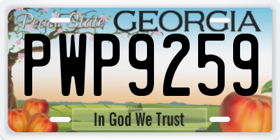 GA license plate PWP9259