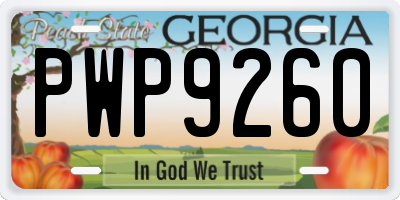 GA license plate PWP9260