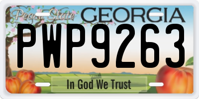 GA license plate PWP9263