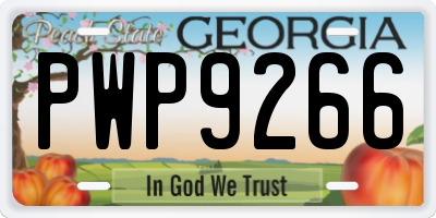 GA license plate PWP9266