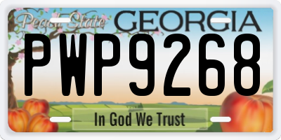 GA license plate PWP9268