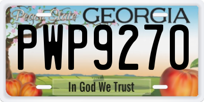 GA license plate PWP9270