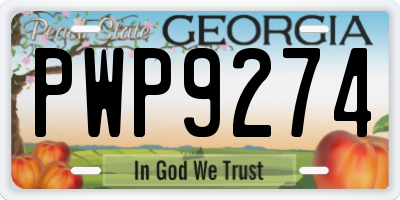 GA license plate PWP9274