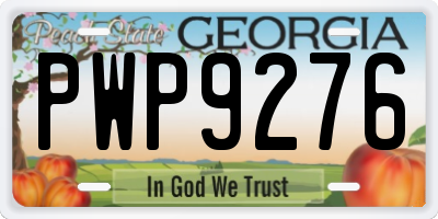 GA license plate PWP9276
