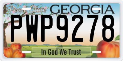 GA license plate PWP9278