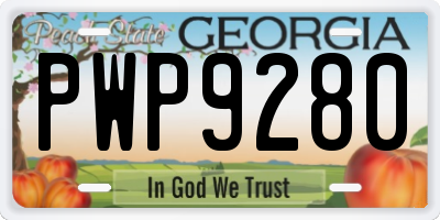 GA license plate PWP9280