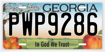 GA license plate PWP9286
