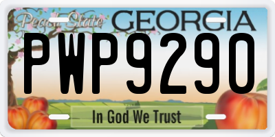 GA license plate PWP9290
