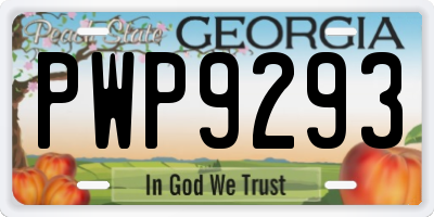 GA license plate PWP9293