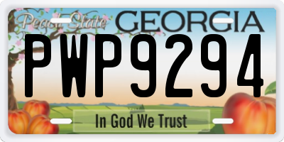 GA license plate PWP9294