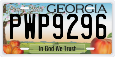 GA license plate PWP9296