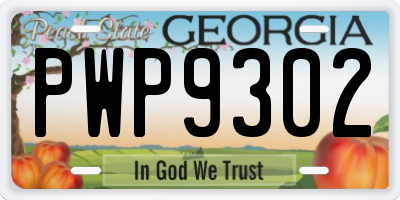 GA license plate PWP9302