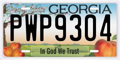 GA license plate PWP9304