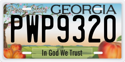 GA license plate PWP9320