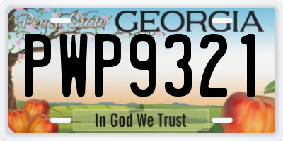 GA license plate PWP9321