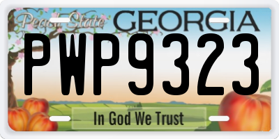 GA license plate PWP9323