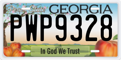 GA license plate PWP9328