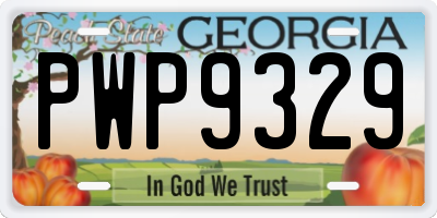 GA license plate PWP9329