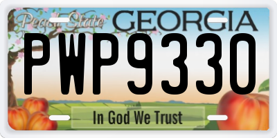 GA license plate PWP9330