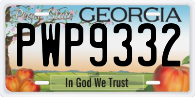 GA license plate PWP9332