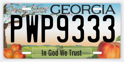 GA license plate PWP9333